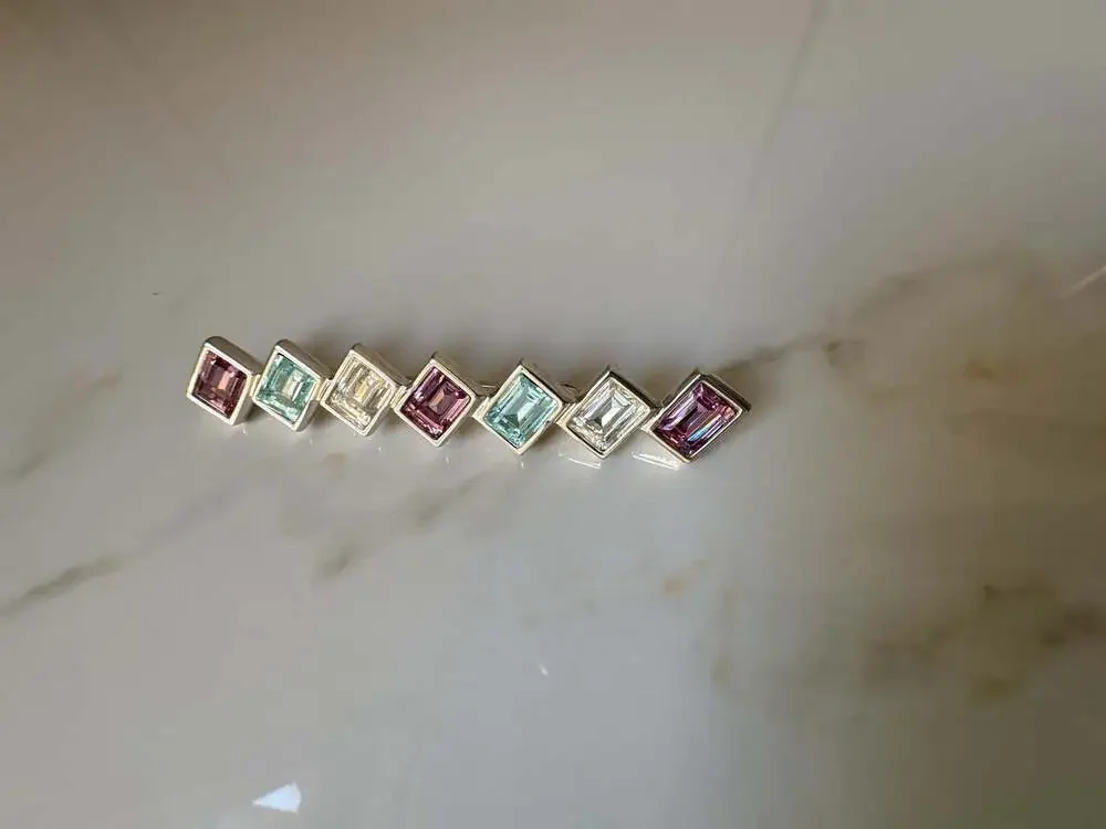 Swarovski Multi-Colored Baguette Stone Bar Pin Brooch